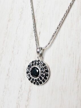 Newbridge Silver Greta Garbo Black Crystal Sterling Necklace